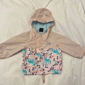 The North Face light pink and hooded raincoat size 3-6 months.